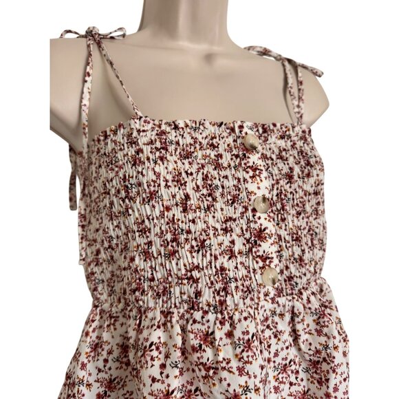 Paper Crane Smocked Sleeveless Top Skirt Size Medium Two Piece Set Print Pink NW - Picture 10 of 11